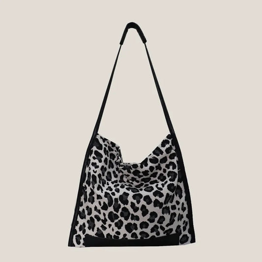 Leopard Print Canvas Shoulder Bag