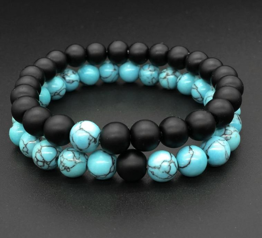 Couple's Bracelet with Matte Lapis Lazuli
